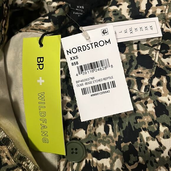 Wild Fang x BP Olive Beige Reptile Utility Oversized Coverall Jumpsuit NWT XXS - Picture 9 of 10